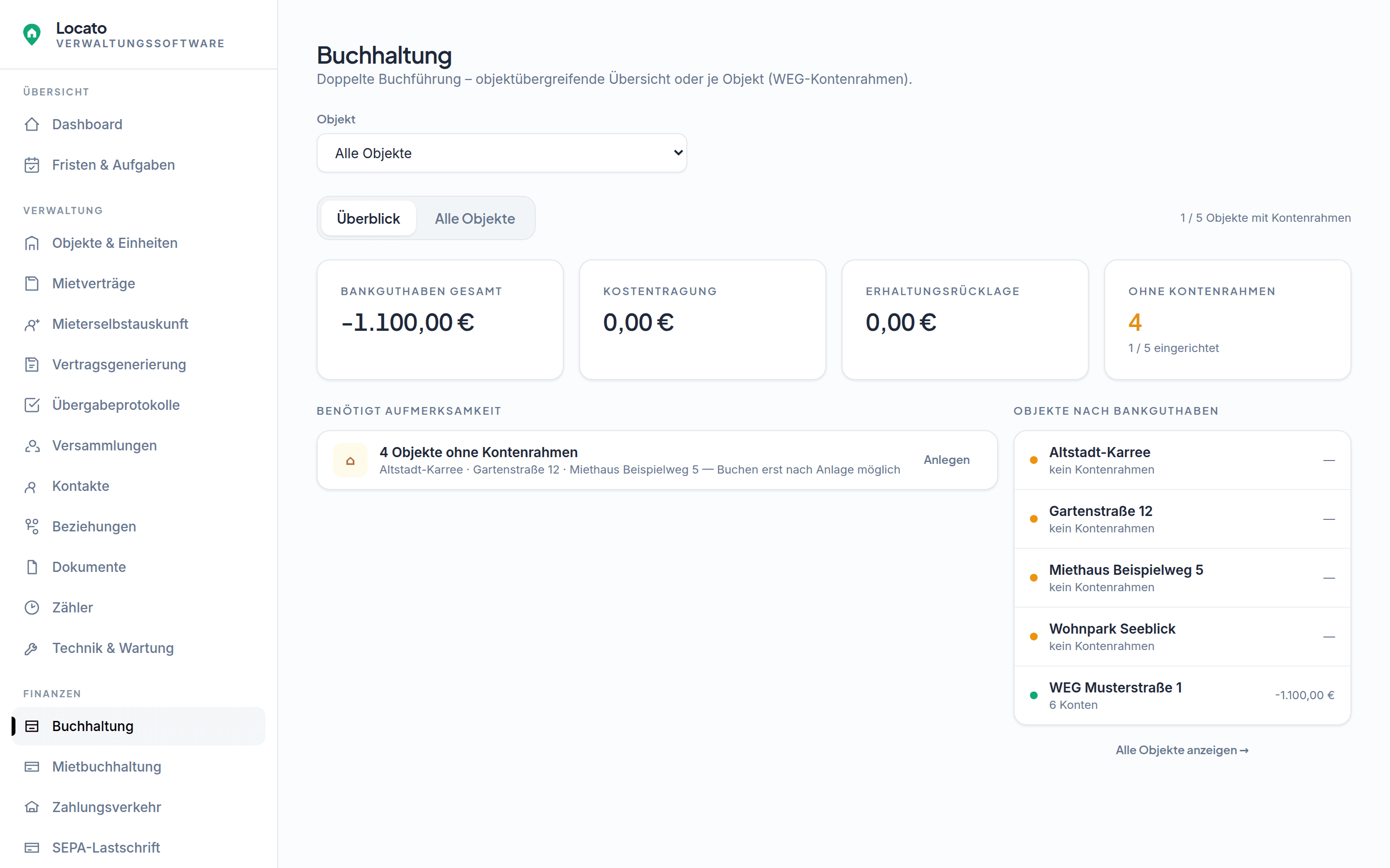 Doppelte Buchführung je Objekt — Locato