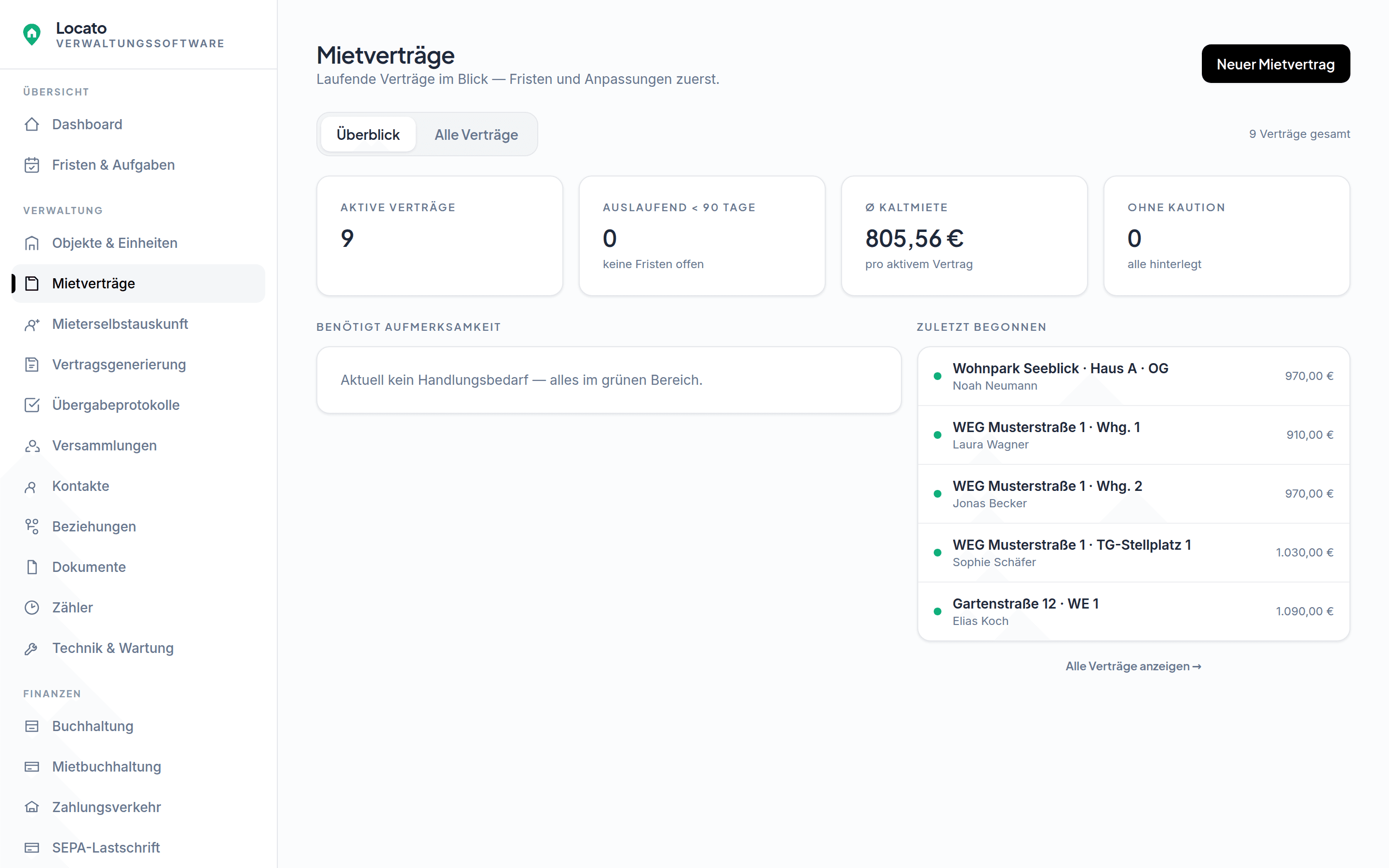 Verträge & Fristen im Griff — Locato