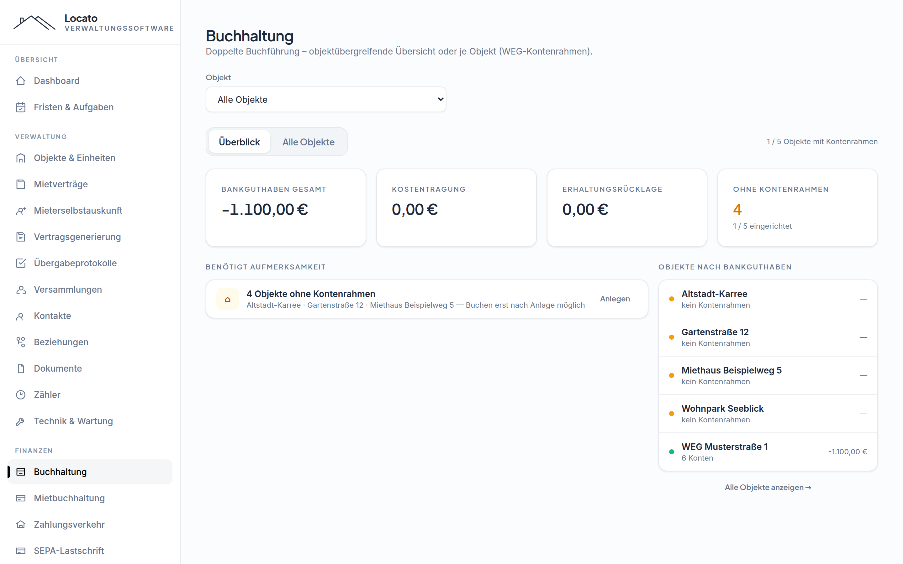 Doppelte Buchführung je Objekt — Locato
