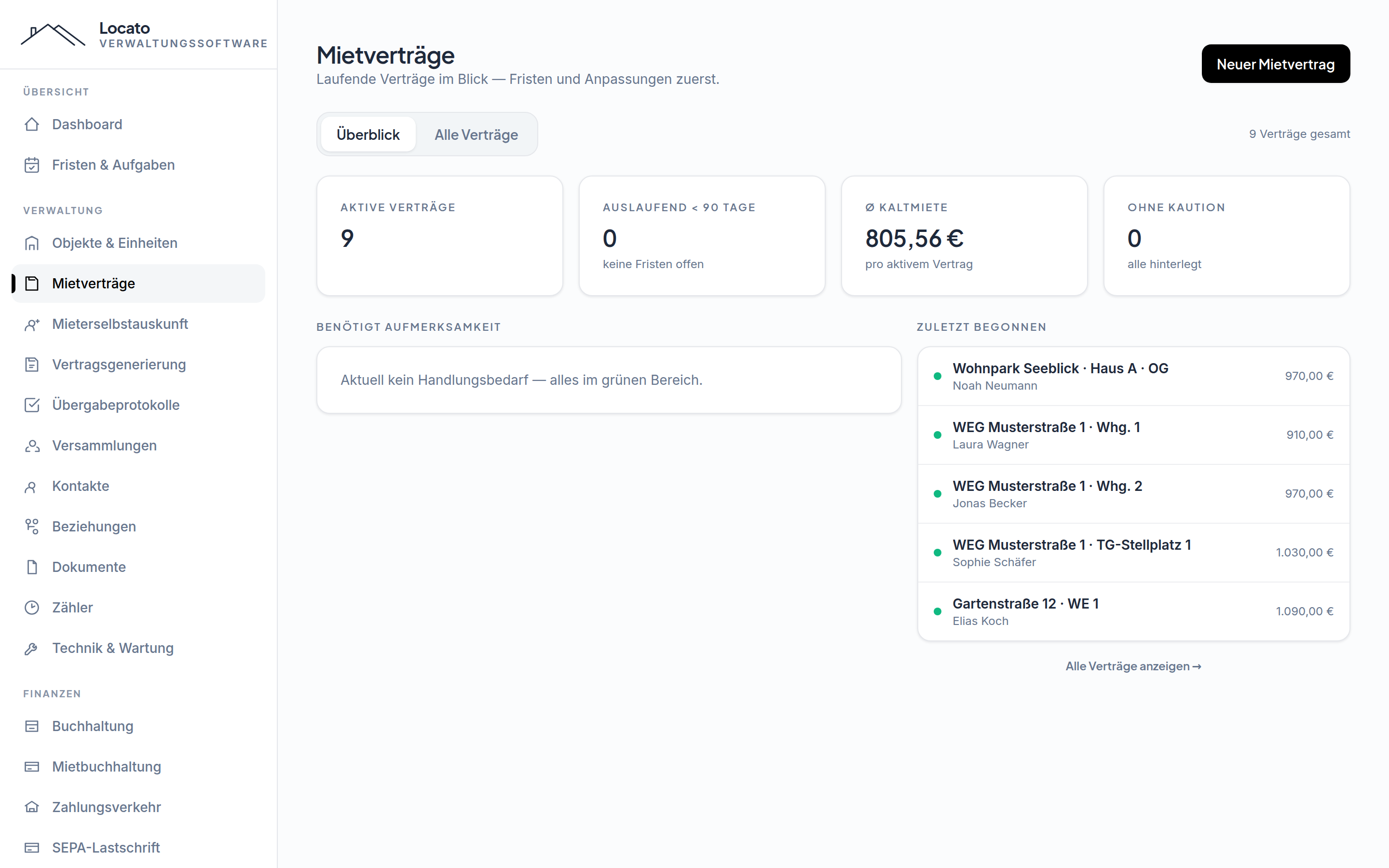 Verträge & Fristen im Griff — Locato